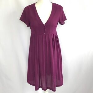 BB Dakota Purple Pleated Short Sleeve Dress
